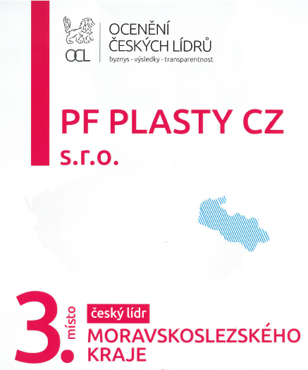 PF Plasty CZ získaly 3. místo v soutěži Český lídr Moravskoslezského kraje 